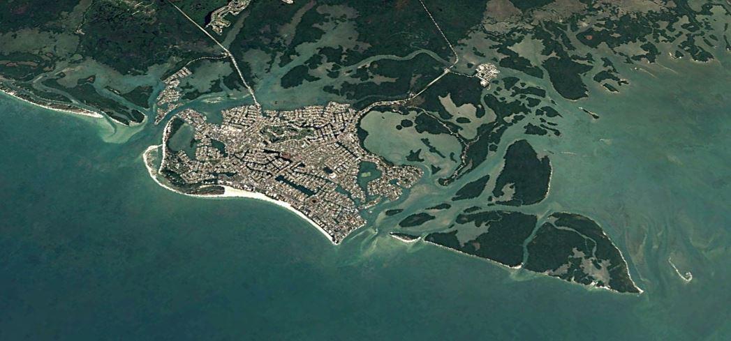 aerial view of marco island and surrounding boating waters